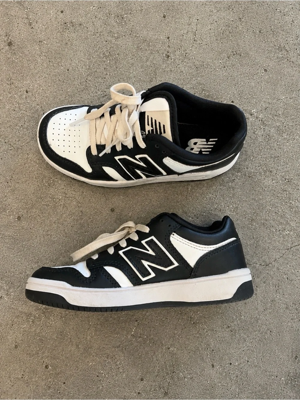 New Balance Kids Black & White Lace-Up Sneakers